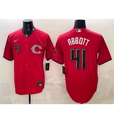Men Cincinnati Reds  41 Andrew Abbott Red 2026 City Connect Stadium Stitched Baseball Jersey