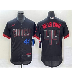 Men Cincinnati Reds 44 Elly De La Cruz Number Black 2023 City Connect Flex Base Stitched Baseball Jersey1