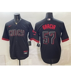Men Cincinnati Reds  57 Julian Garcia Black City Connect Cool Base Stitched Baseball Jersey