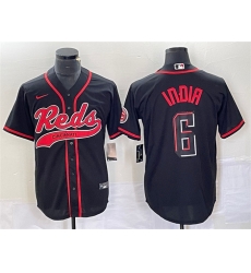 Men Cincinnati Reds 6 Jonathan India Black Cool Base Stitched Baseball Jersey