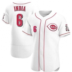 Men Cincinnati Reds 6 Jonathan India White Flex Base Stitched Jersey