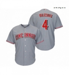 Mens Cincinnati Reds 4 Jose Iglesias Replica Grey Road Cool Base Baseball Jersey 