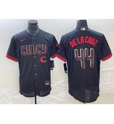 Men's Cincinnati Reds #44 Elly De La Cruz Black 2023 City Connect Cool Base Stitched Jersey