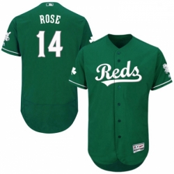 Mens Majestic Cincinnati Reds 14 Pete Rose Green Celtic Flexbase Authentic Collection MLB Jersey