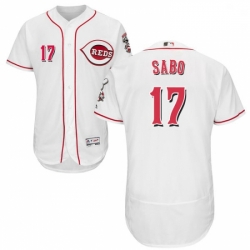 Mens Majestic Cincinnati Reds 17 Chris Sabo White Home Flex Base Authentic Collection MLB Jersey