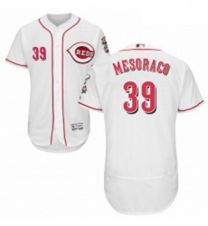 Mens Majestic Cincinnati Reds 39 Devin Mesoraco White Home Flex Base Authentic Collection MLB Jersey