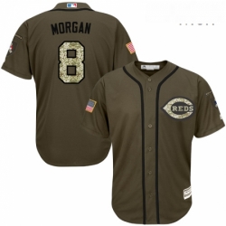 Mens Majestic Cincinnati Reds 8 Joe Morgan Authentic Green Salute to Service MLB Jersey