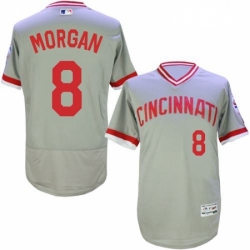 Mens Majestic Cincinnati Reds 8 Joe Morgan Grey Flexbase Authentic Collection Cooperstown MLB Jersey