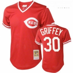 Mens Mitchell and Ness Cincinnati Reds 30 Ken Griffey Authentic Red Throwback MLB Jersey