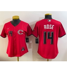 Women Cincinnati Reds  14 Pete Rose Red 2026 City Connect Stadium Stitched Baseball Jersey  