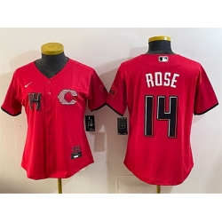 Women Cincinnati Reds  14 Pete Rose Red 2026 City Connect Stadium Stitched Baseball Jersey