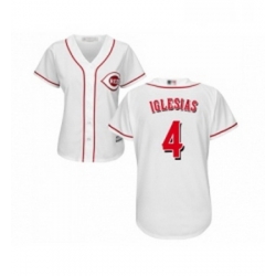 Womens Cincinnati Reds 4 Jose Iglesias Replica White Home Cool Base Baseball Jersey 