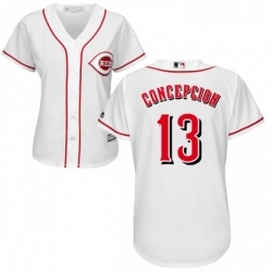 Womens Majestic Cincinnati Reds 13 Dave Concepcion Replica White Home Cool Base MLB Jersey