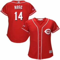 Womens Majestic Cincinnati Reds 14 Pete Rose Authentic Red Alternate Cool Base MLB Jersey