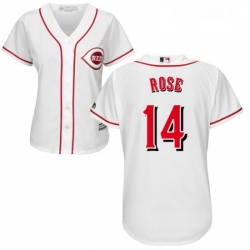 Womens Majestic Cincinnati Reds 14 Pete Rose Replica White Home Cool Base MLB Jersey