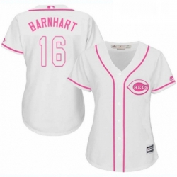 Womens Majestic Cincinnati Reds 16 Tucker Barnhart Authentic White Fashion Cool Base MLB Jersey 