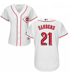 Womens Majestic Cincinnati Reds 21 Reggie Sanders Authentic White Home Cool Base MLB Jersey