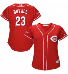 Womens Majestic Cincinnati Reds 23 Adam Duvall Replica Red Alternate Cool Base MLB Jersey