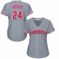 Womens Majestic Cincinnati Reds 24 Tony Perez Authentic Grey Road Cool Base MLB Jersey