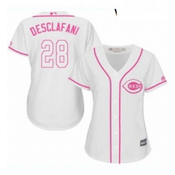 Womens Majestic Cincinnati Reds 28 Anthony DeSclafani Authentic White Fashion Cool Base MLB Jersey