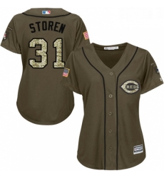 Womens Majestic Cincinnati Reds 31 Drew Storen Authentic Green Salute to Service MLB Jersey