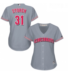 Womens Majestic Cincinnati Reds 31 Drew Storen Authentic Grey Road Cool Base MLB Jersey