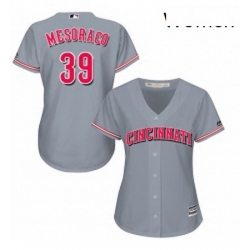 Womens Majestic Cincinnati Reds 39 Devin Mesoraco Replica Grey Road Cool Base MLB Jersey