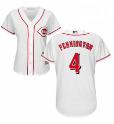 Womens Majestic Cincinnati Reds 4 Cliff Pennington Authentic White Home Cool Base MLB Jersey 