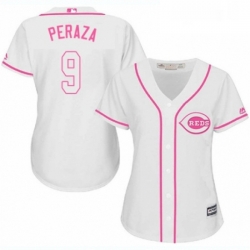 Womens Majestic Cincinnati Reds 9 Jose Peraza Authentic White Fashion Cool Base MLB Jersey 