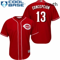 Youth Majestic Cincinnati Reds 13 Dave Concepcion Authentic Red Alternate Cool Base MLB Jersey