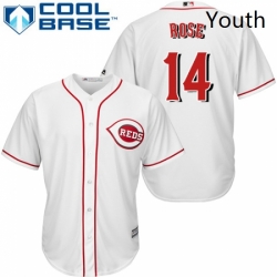 Youth Majestic Cincinnati Reds 14 Pete Rose Authentic White Home Cool Base MLB Jersey