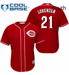 Youth Majestic Cincinnati Reds 21 Michael Lorenzen Replica Red Alternate Cool Base MLB Jersey