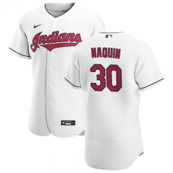 Men Cleveland Indians 30 Tyler Naquin Men Nike White Home 2020 Flex Base Team MLB Jersey