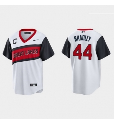 Men Cleveland Indians 44 Bobby Bradley Men Nike White 2021 Little League Classic Game MLB Jersey