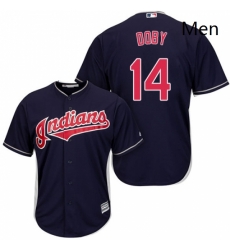 Mens Majestic Cleveland Indians 14 Larry Doby Replica Navy Blue Alternate 1 Cool Base MLB Jersey