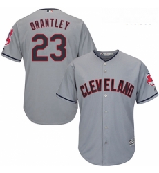 Mens Majestic Cleveland Indians 23 Michael Brantley Replica Grey Road Cool Base MLB Jersey