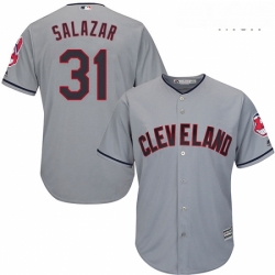 Mens Majestic Cleveland Indians 31 Danny Salazar Replica Grey Road Cool Base MLB Jersey