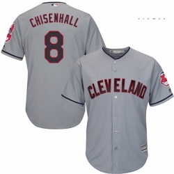 Mens Majestic Cleveland Indians 8 Lonnie Chisenhall Replica Grey Road Cool Base MLB Jersey