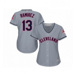 Womens Cleveland Indians 13 Hanley Ramirez Replica Grey Road Cool Base Baseball Jersey 