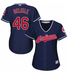 Womens Majestic Cleveland Indians 46 Matt Belisle Replica Navy Blue Alternate 1 Cool Base MLB Jersey 