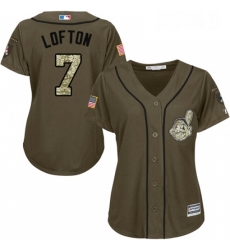 Womens Majestic Cleveland Indians 7 Kenny Lofton Authentic Green Salute to Service MLB Jersey