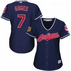 Womens Majestic Cleveland Indians 7 Yan Gomes Replica Navy Blue Alternate 1 Cool Base MLB Jersey