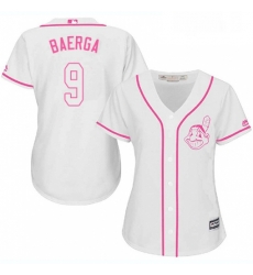 Womens Majestic Cleveland Indians 9 Carlos Baerga Replica White Fashion Cool Base MLB Jersey 