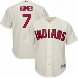 Youth Majestic Cleveland Indians 7 Yan Gomes Replica Cream Alternate 2 Cool Base MLB Jersey