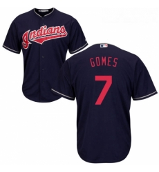 Youth Majestic Cleveland Indians 7 Yan Gomes Replica Navy Blue Alternate 1 Cool Base MLB Jersey