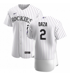 Men Colorado Rockies 2 Yonathan Daza Men Nike White Home 2020 Flex Base Player MLB Jersey