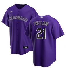 Men Colorado Rockies 21 Kyle Freeland Purple Stitched Baseball Jersey