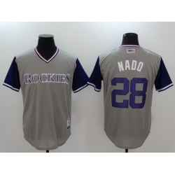 Men Colorado Rockies 28 Nado Gray Game Legend Edition MLB Jersey