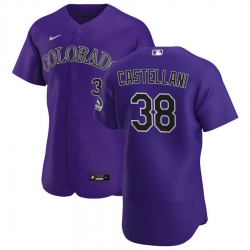 Men Colorado Rockies 38 Ryan Castellani Men Nike Purple Alternate 2020 Flex Base Player MLB Jersey