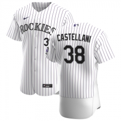 Men Colorado Rockies 38 Ryan Castellani Men Nike White Home 2020 Flex Base Player MLB Jersey